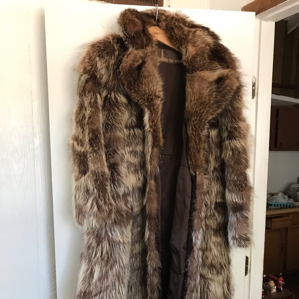 Raccoon fur coat long length a/m